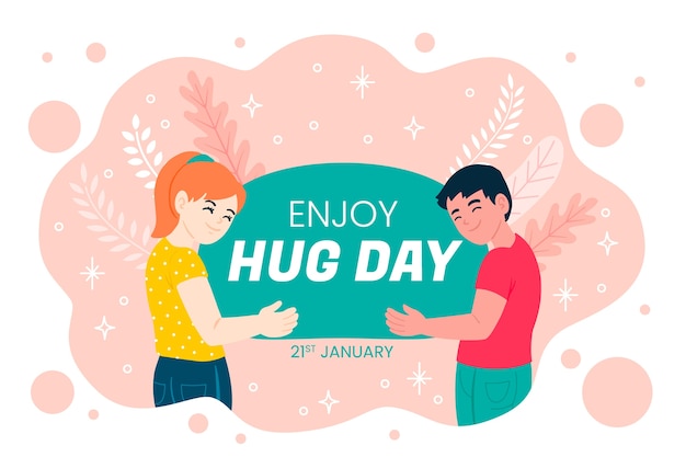 Vector gratuito fondo de feliz día de abrazo en estilo dibujado a mano