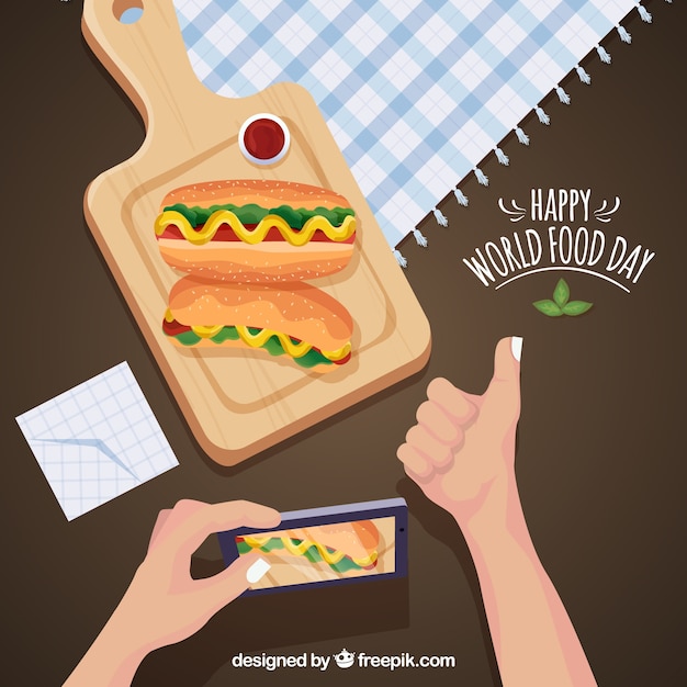 Vector gratuito fondo de feliz día de la comida