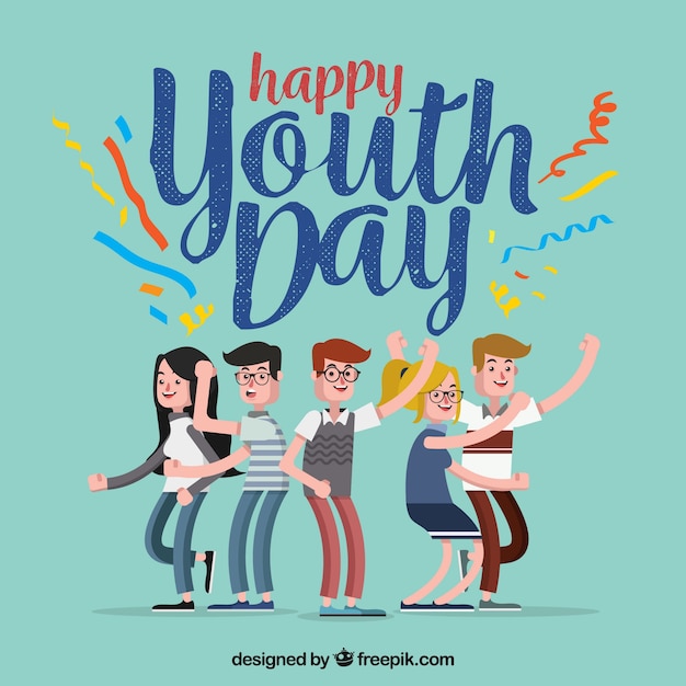 Fondo de feliz día de la juventud con chicos divirtiéndose 