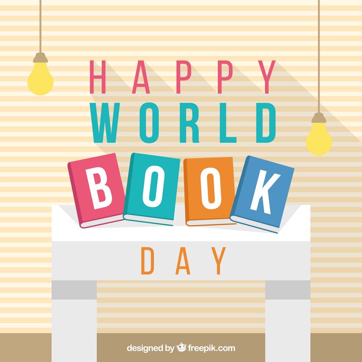 Vector gratuito fondo de feliz día del libro en diseño plano 
