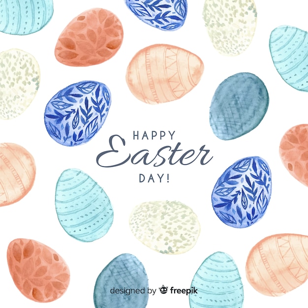 Vector gratuito fondo feliz día de pascua en acuarela