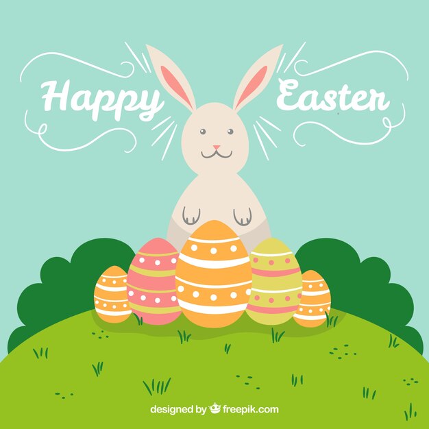 Fondo de feliz día de pascua dibujado a mano
