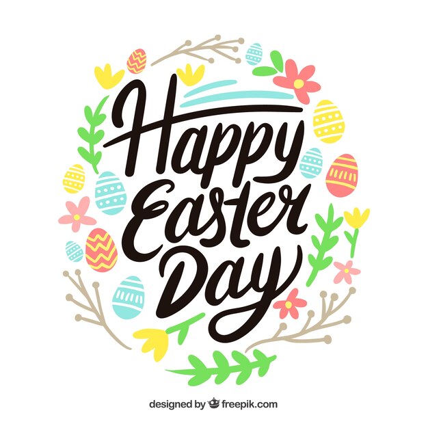 Fondo de feliz día de pascua dibujado a mano