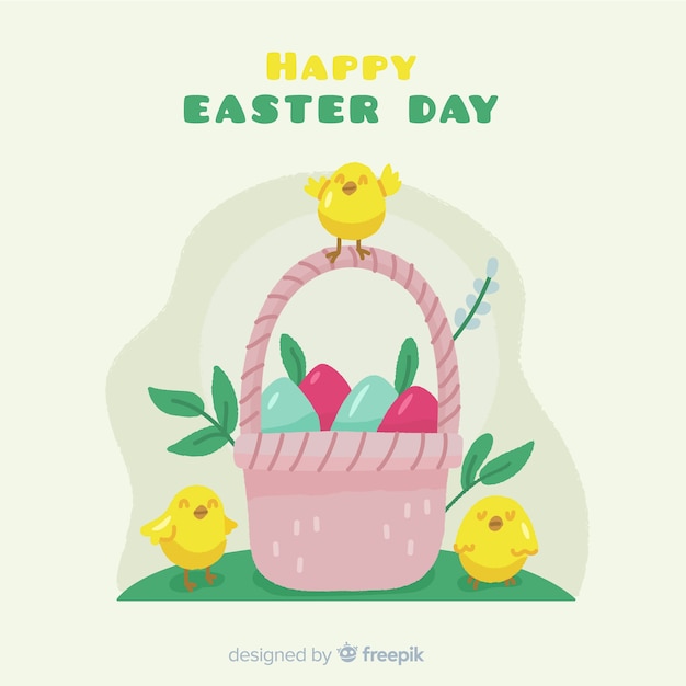 Vector gratuito fondo feliz día de pascua dibujado a mano