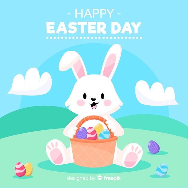 Fondo feliz día de pascua dibujado a mano