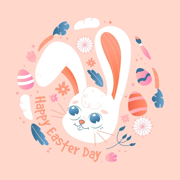 Fondo de feliz día de pascua dibujado a mano