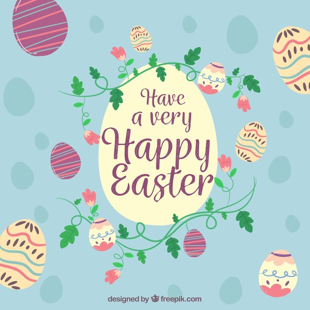 Fondo feliz día de pascua en diseño plano