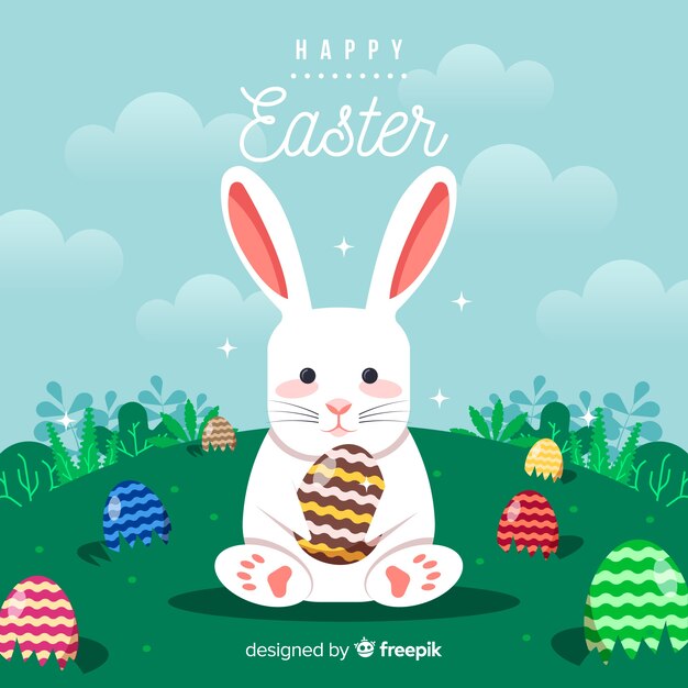 Fondo de feliz día de pascua en diseño plano