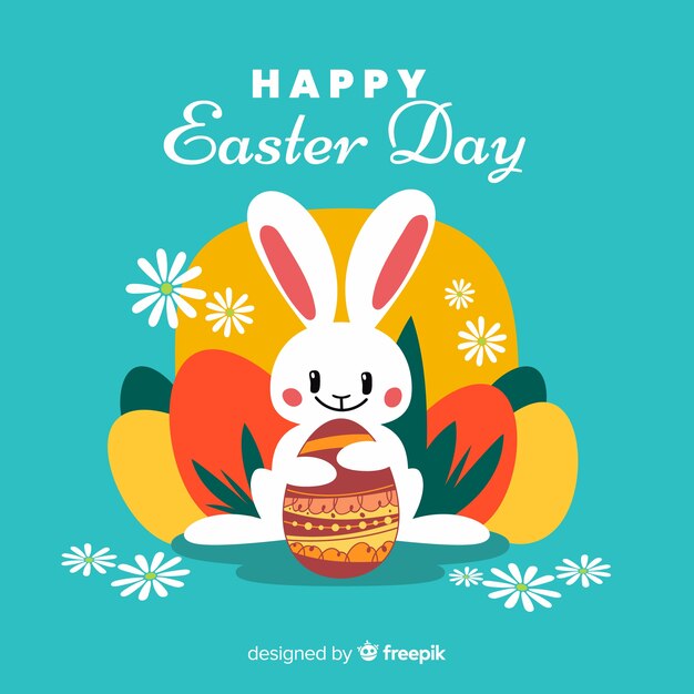 Fondo feliz día de pascua en diseño plano
