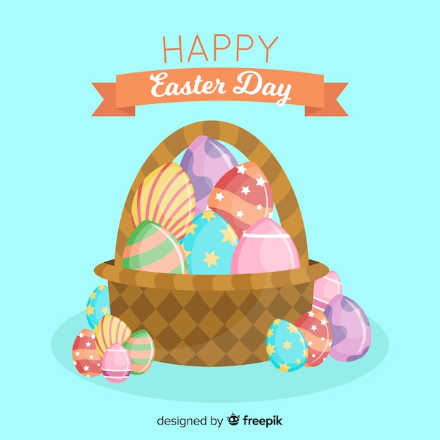 Vector gratuito fondo feliz día de pascua en diseño plano