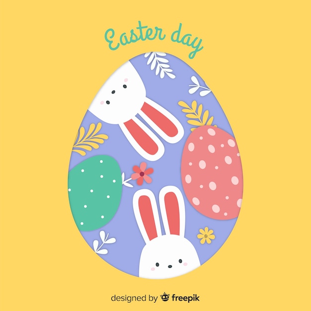 Fondo feliz día de pascua en diseño plano