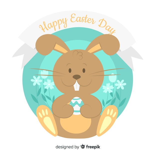 Vector gratuito fondo feliz día de pascua en diseño plano