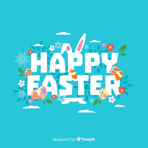 Vector gratuito fondo feliz día de pascua en diseño plano