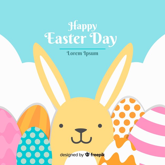 Vector gratuito fondo feliz día de pascua en diseño plano