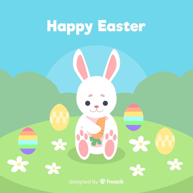 Fondo feliz día de pascua en diseño plano