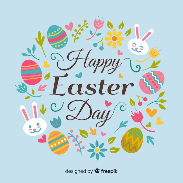 Fondo feliz día de pascua en diseño plano