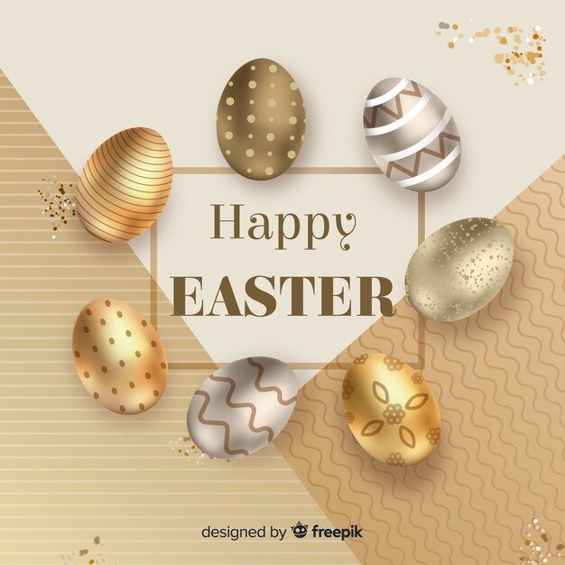 Fondo feliz día de pascua dorado