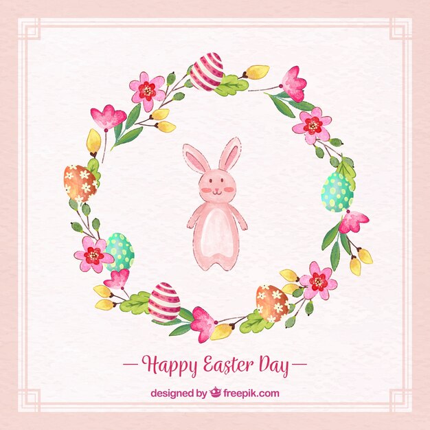 Fondo de feliz día de pascua en estilo acuarela
