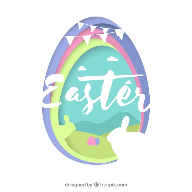 Vector gratuito fondo de feliz día de pascua en estilo de papel