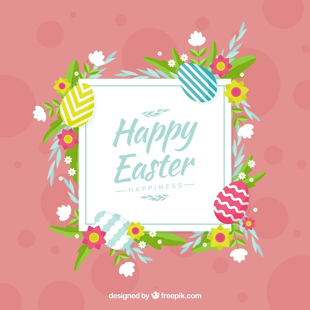 Fondo feliz día de Pascua en estilo plano