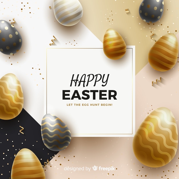 Fondo feliz día de pascua negro y  dorado