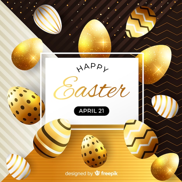 Vector gratuito fondo feliz día de pascua negro y  dorado