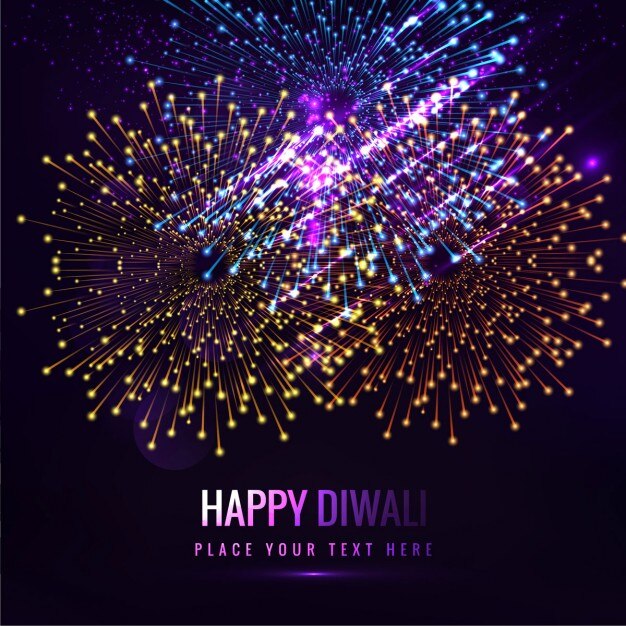 Vector gratuito fondo de feliz diwali de colores de fuegos artificiales