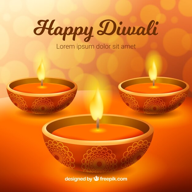 Fondo de feliz diwali con colores naranjas