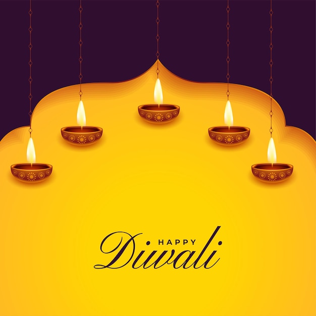 Vector gratuito fondo feliz diwali con decoración diya