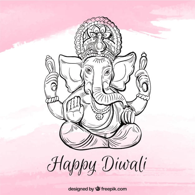 Vector gratuito fondo de feliz diwali con ganesha