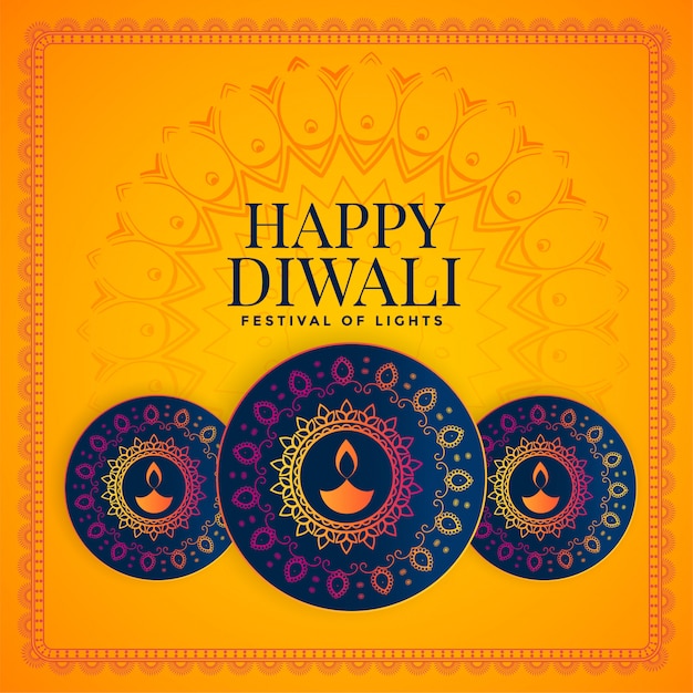 Fondo feliz festival de diwali con diyas decorativas