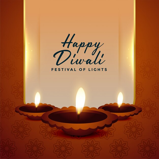 Fondo feliz festival de diwali con tres diya