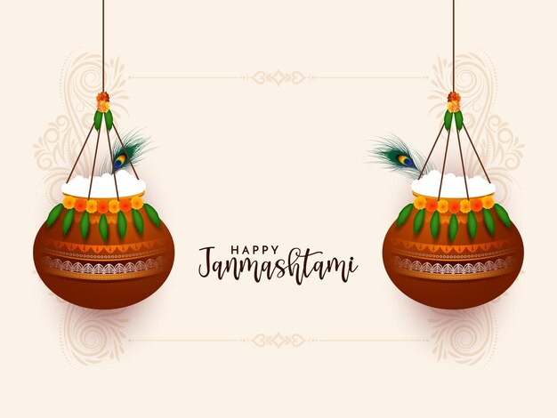 Fondo feliz festival janmashtami con dahi handi