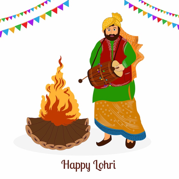 Vector gratuito fondo feliz festival lohri de punjab india