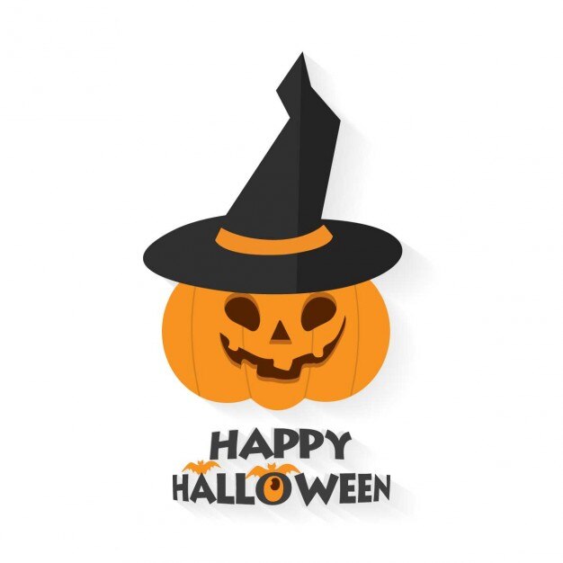 Fondo de feliz halloween con calabaza y sombrero de bruja