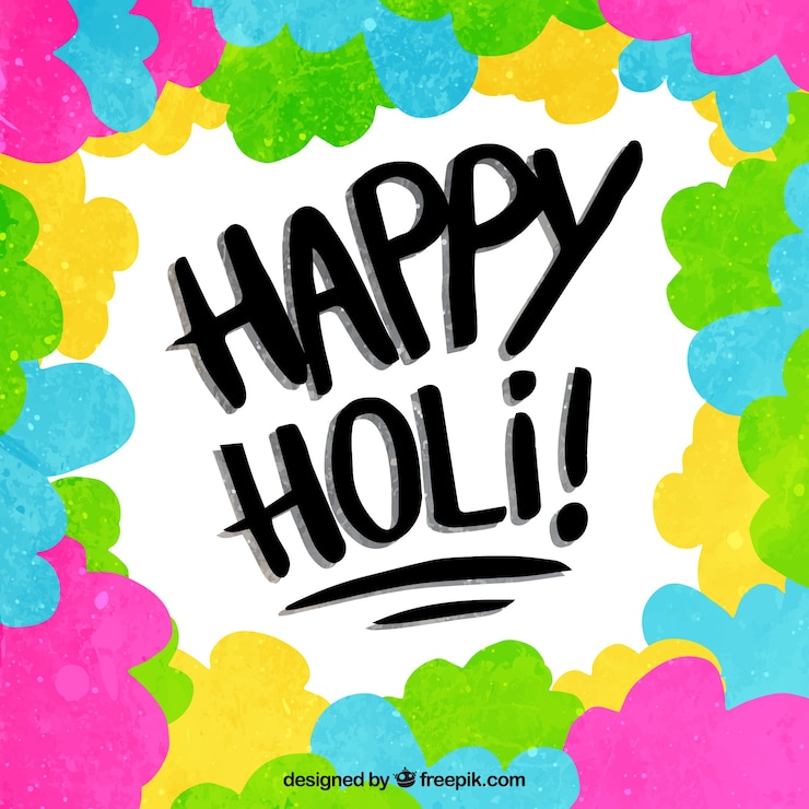 Vector gratuito fondo de feliz holi con lettering