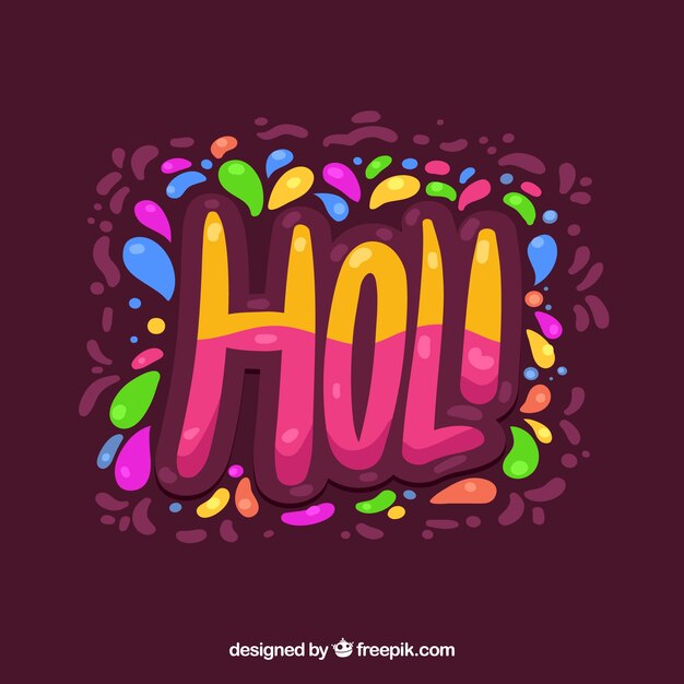 Fondo de feliz holi con lettering