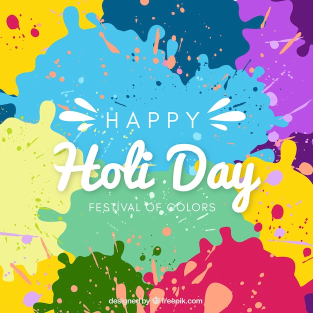 Vector gratuito fondo de feliz holi con lettering