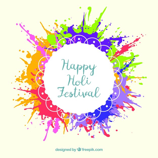 Fondo de feliz holi con lettering