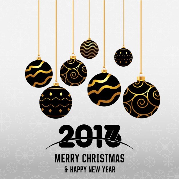 Fondo de feliz navidad y año nuevo con bolas elegantes de navidad