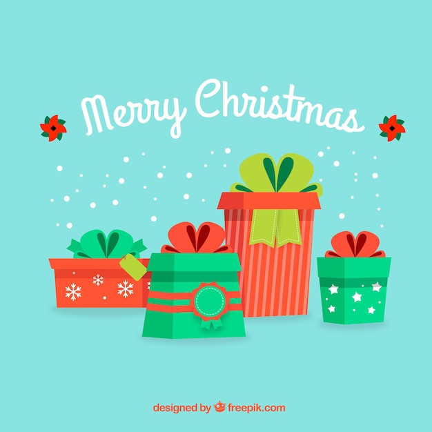 Fondo de feliz navidad con bonitos regalos