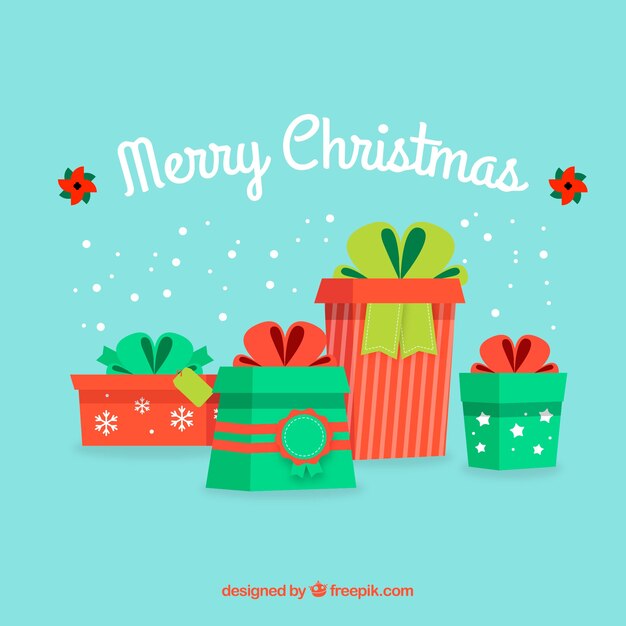 Fondo de feliz navidad con bonitos regalos 