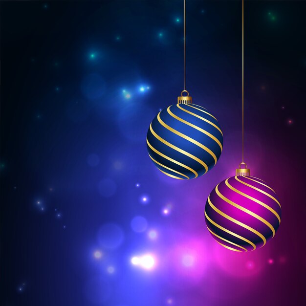 Fondo de feliz navidad brillante con decoración de adornos