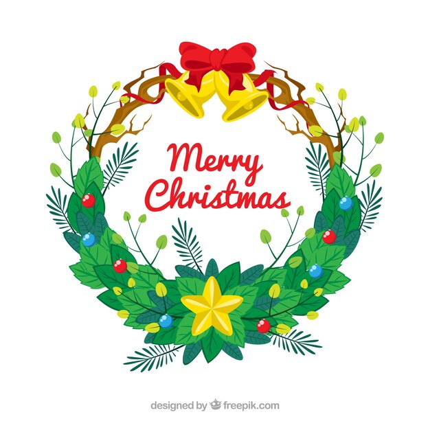 Fondo de feliz navidad con una corona decorada