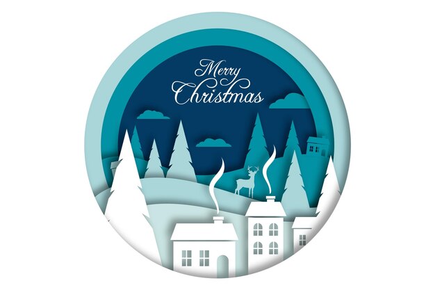 Fondo de feliz navidad en diseño de estilo de papel
