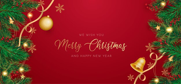 Fondo de feliz navidad con elegante decoración realista