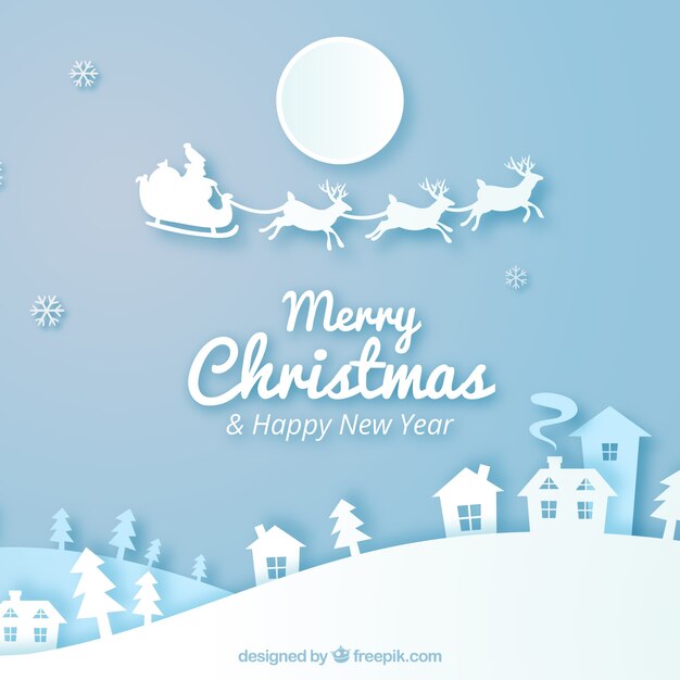 Fondo de feliz navidad en estilo de papel