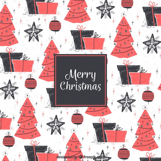 Fondo de feliz navidad en estilo vintage