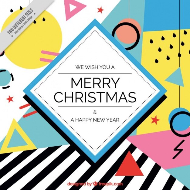 Fondo de feliz navidad con formas geométricas