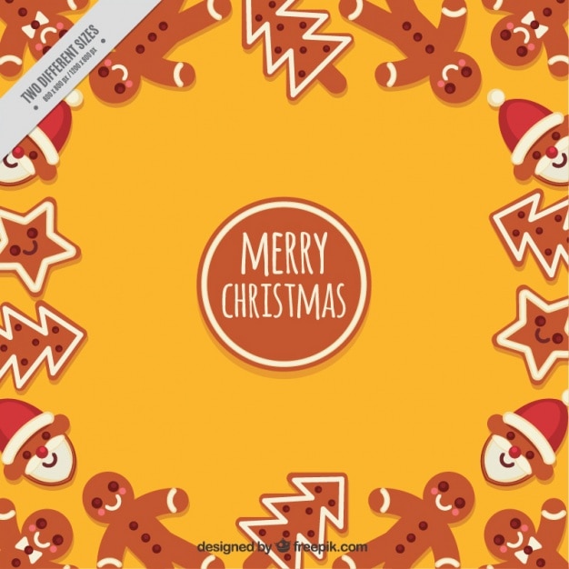 Vector gratuito fondo de feliz navidad con galletas de jengibre decorativas